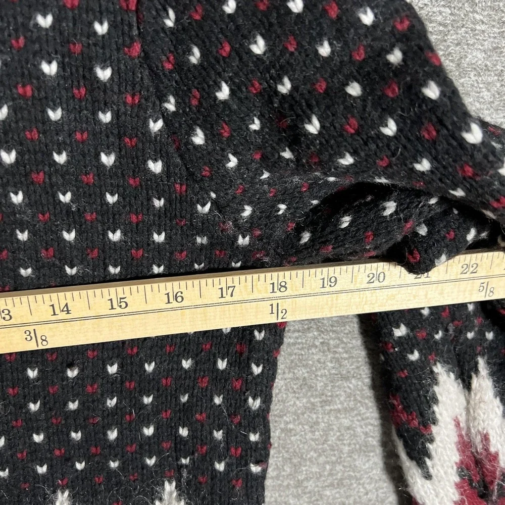 LL Bean Signature Sweater Womens Small Black Fair‎ Isle Wool Mohair Pullover